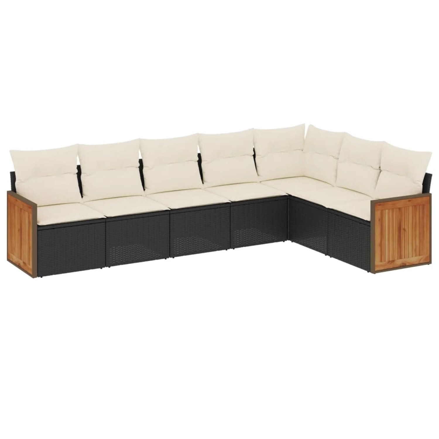vidaXL 7-Tlg Garten-Sofagarnitur mit Kissen Schwarz Poly Rattan 3260110 günstig online kaufen