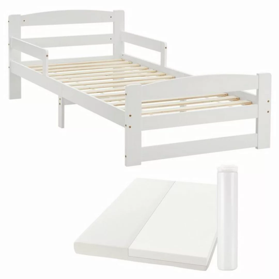 Juskys Einzelbett Arona (90x200 cm mit Matratze - Weiß), für Jugendliche, m günstig online kaufen