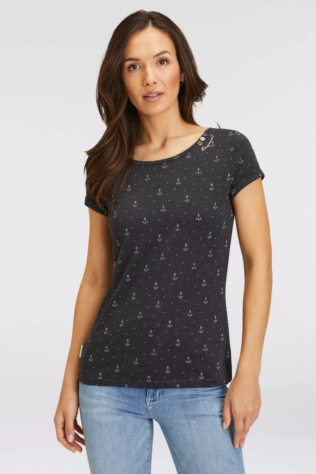 Ragwear T-Shirt FLORAH A ORGANIC O mit maritimen Anker-Allover-Druck günstig online kaufen