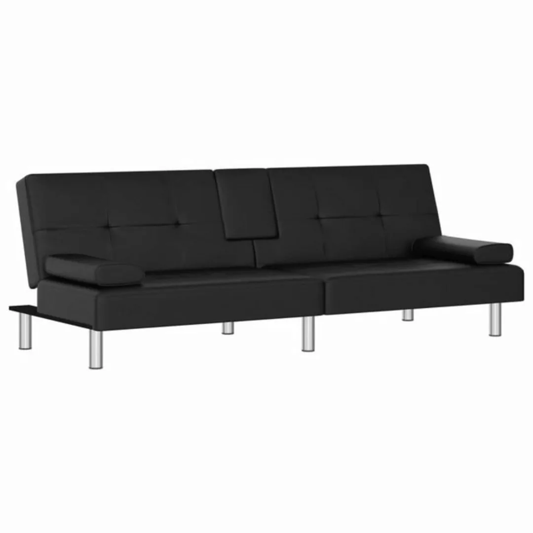 vidaXL Sofa Schlafsofa mit Getränkehaltern Schwarz Kunstleder günstig online kaufen