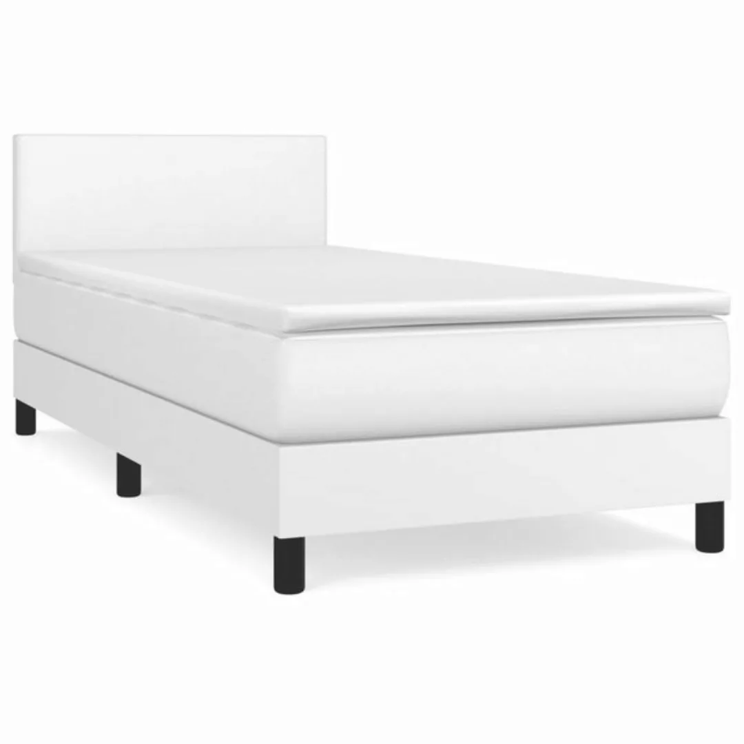 vidaXL Bettgestell Boxspringbett mit Matratze Weiß 90x200 cm Kunstleder Bet günstig online kaufen