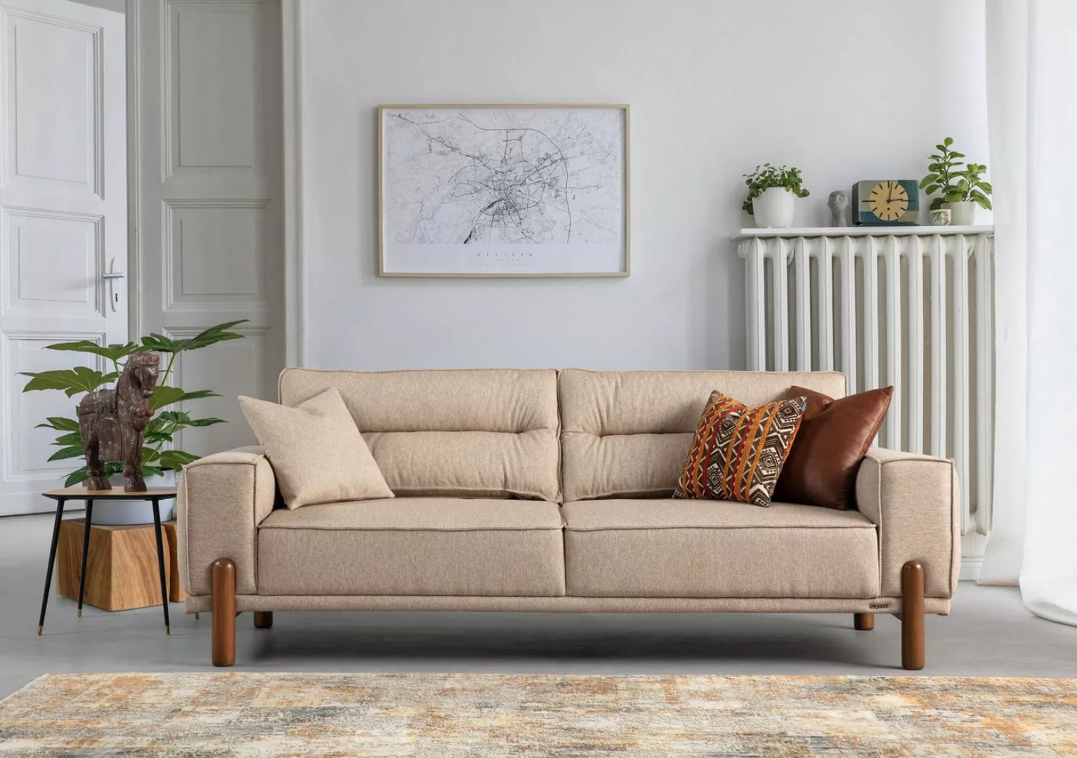 Villa Möbel Sofa Cognac, 1 Stk. 3-Sitzer, Hand Made Qualtiy, modernes Desig günstig online kaufen