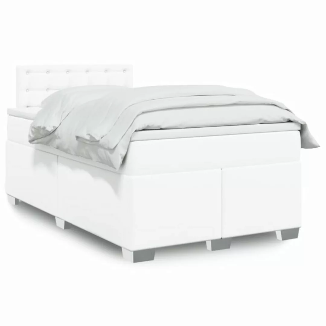 vidaXL Boxspringbett, Boxspringbett mit Matratze Weiß 120x190 cm Kunstleder günstig online kaufen