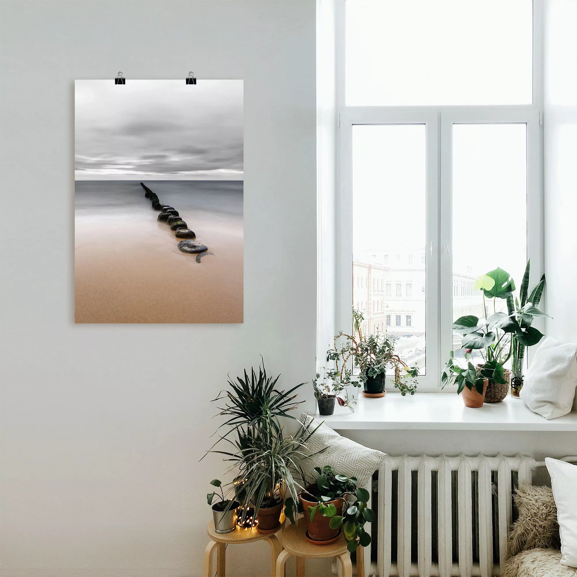 Artland Wandbild »Stille Küste Buhnenreihe am Ostseestrand«, Strandbilder, günstig online kaufen