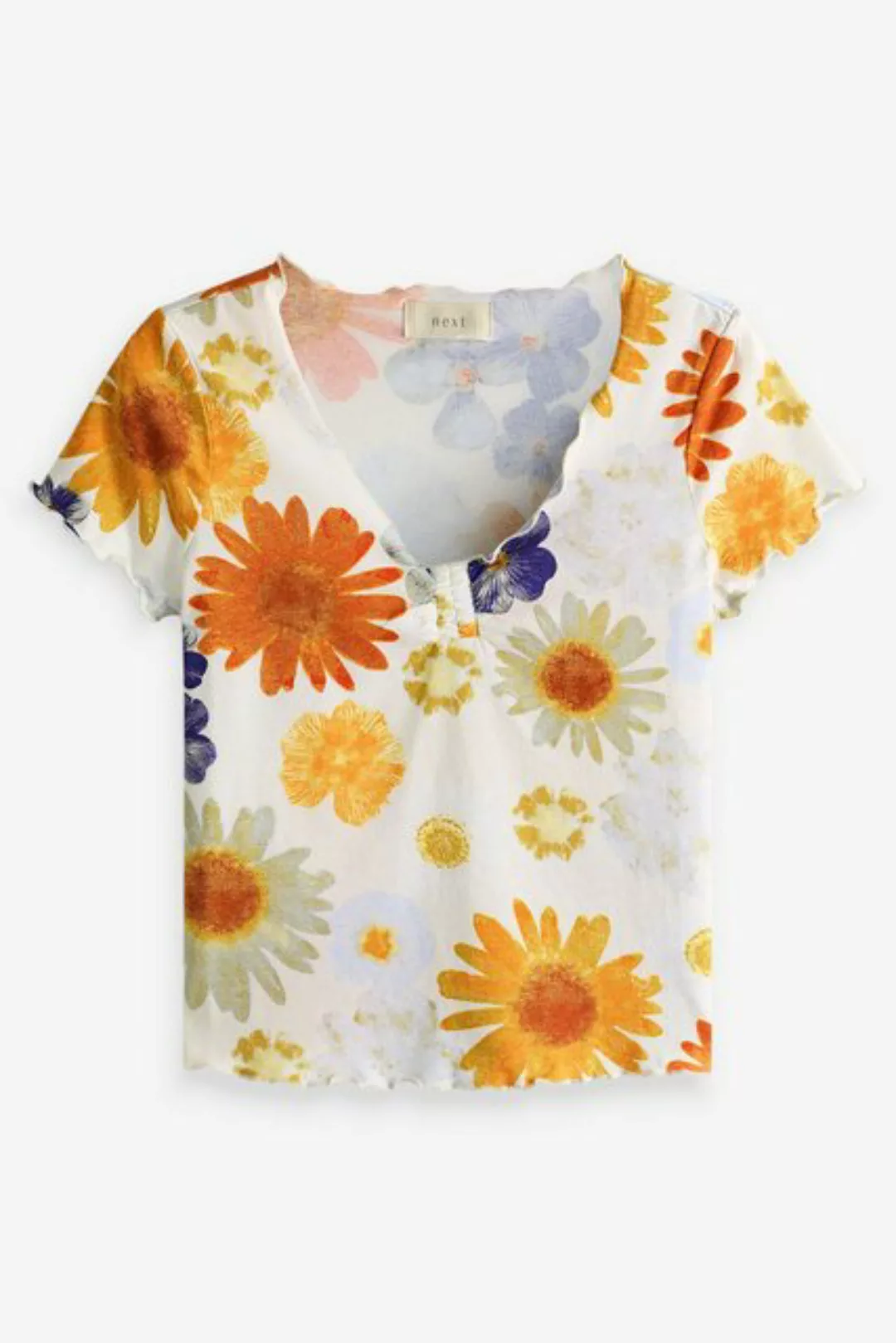 Next T-Shirt Kurzärmeliges T-Shirt mit Kräuselsaum (1-tlg) günstig online kaufen