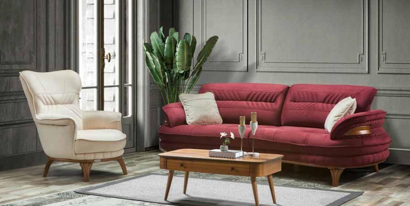 JVmoebel Sofa Sofa 3 Sitzer + Sessel Sofa Sofas Sessel Stoff Möbel Luxus Se günstig online kaufen