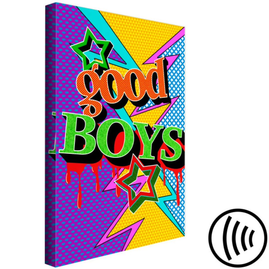 Bild auf Leinwand (Un)artige Jungs - bunte Aufschrift auf Englisch im Pop-A günstig online kaufen