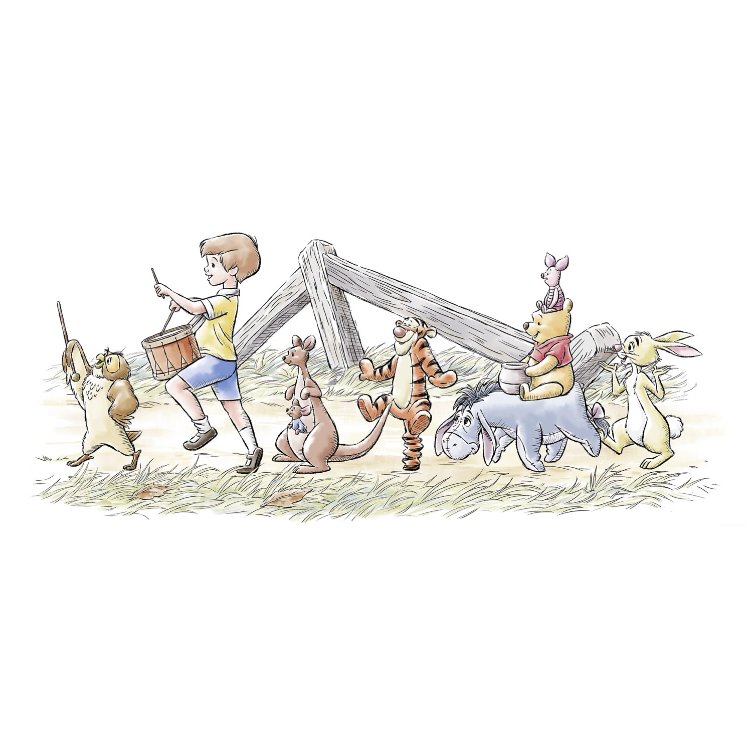 Komar Vlies Fototapete Disney Winnie The Pooh Walk Along Another Path Bunt günstig online kaufen