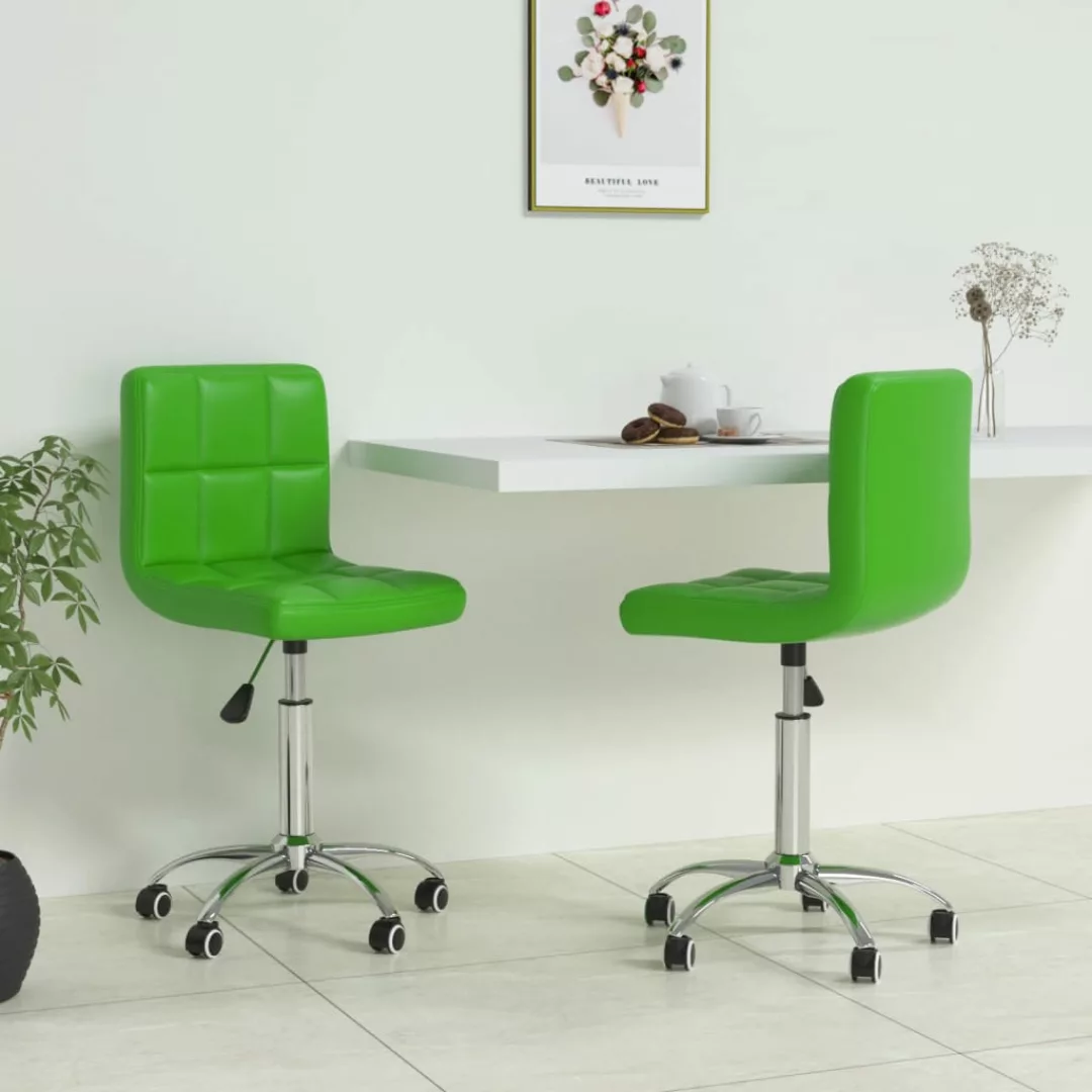 Esszimmerstühle 2 Stk. Drehbar Grün Kunstleder günstig online kaufen