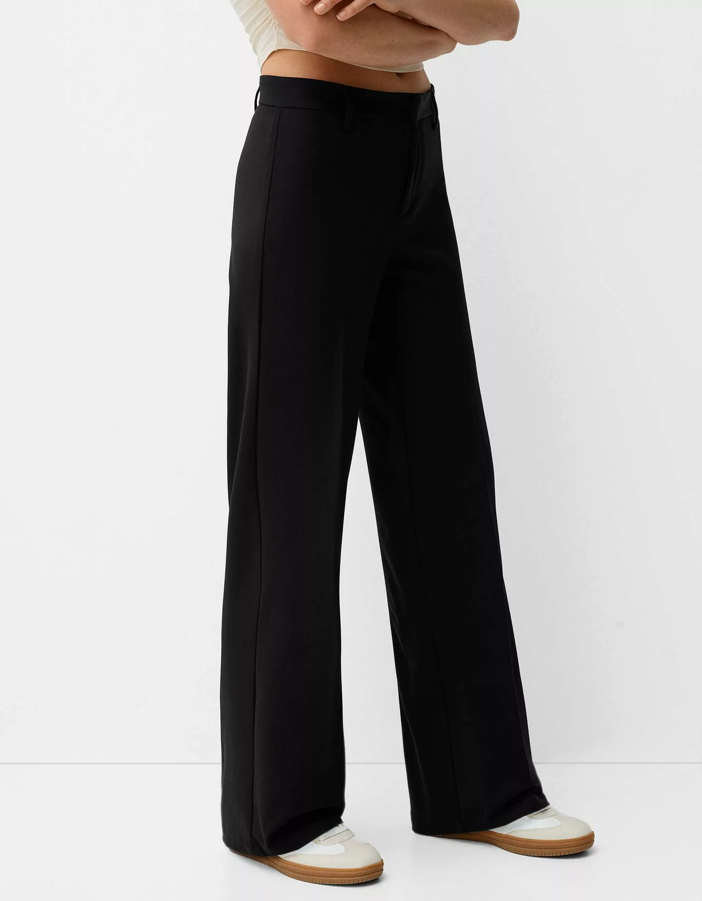 Bershka Wide Leg Tailoring-Hose Damen 42 Schwarz günstig online kaufen