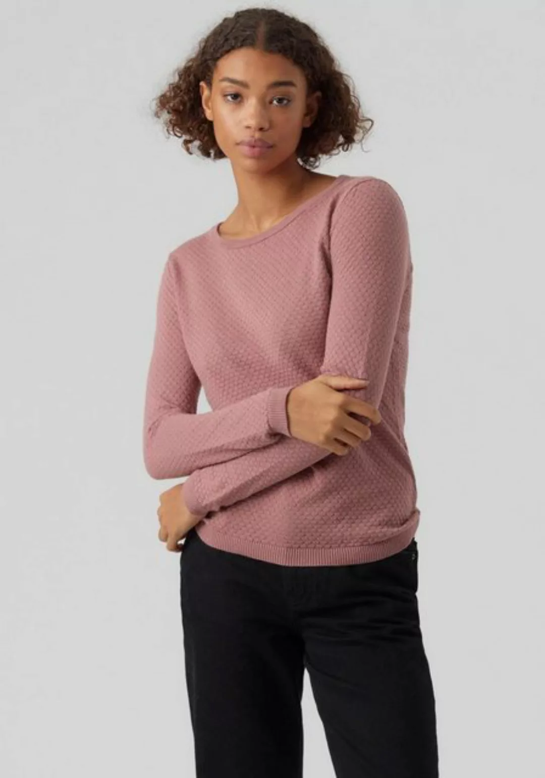 Vero Moda Rundhalspullover VMCARE STRUCTURE LS O-NECK BLOU NOOS günstig online kaufen