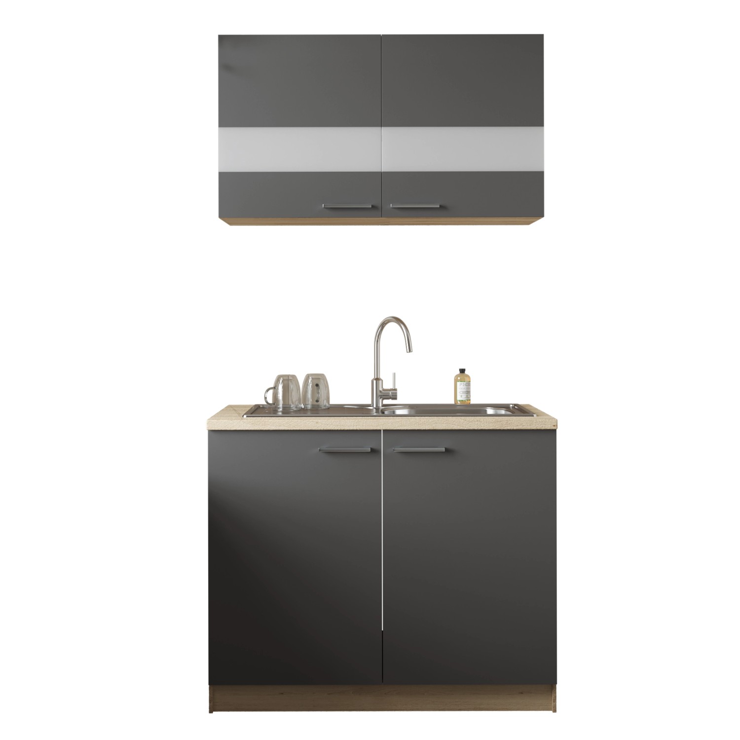 Respekta Küchenmöbel-Set 1 Merle 100 cm Grau günstig online kaufen