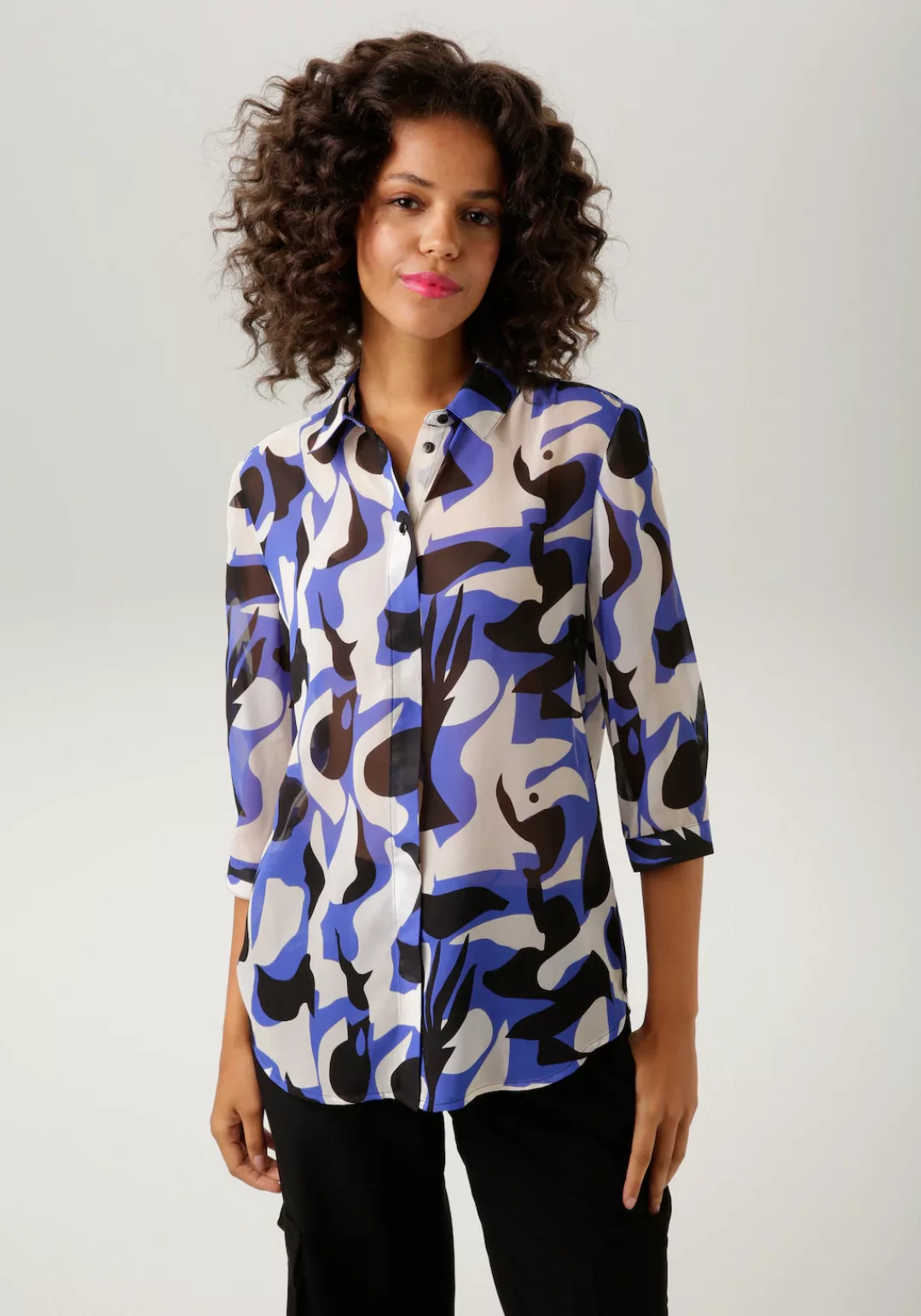 Aniston CASUAL Hemdbluse, mit ausdrucksstarkem, graphischem Druck günstig online kaufen