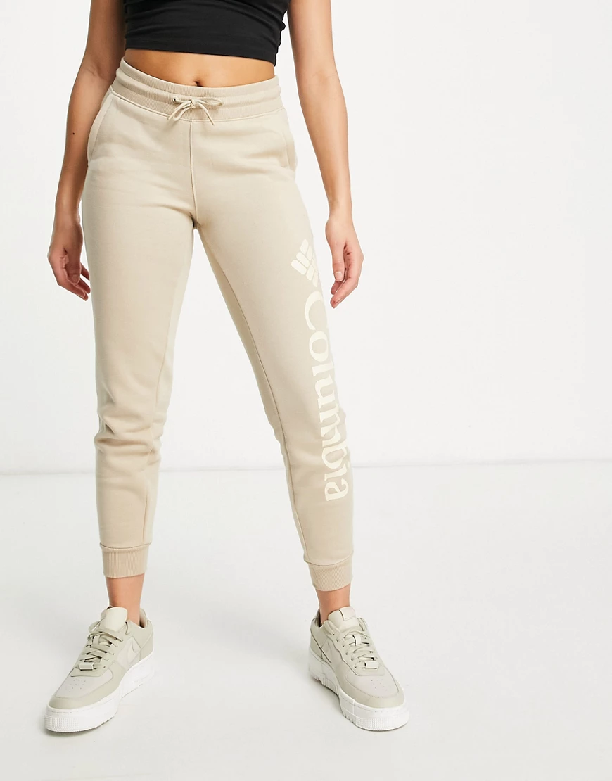 Columbia – Fleece-Jogginghose in Creme mit Logo-Neutral günstig online kaufen