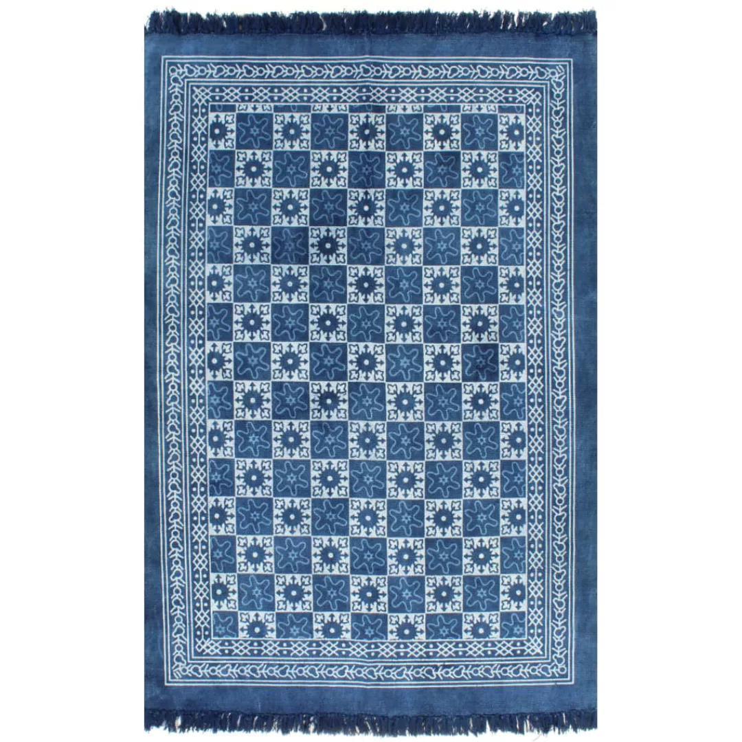 Kelim-teppich Baumwolle 160x230 Cm Mit Muster Blau günstig online kaufen