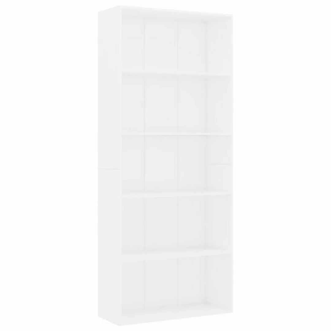 vidaXL Bücherregal Bücherregal 5 Fächer Weiß 80 x 30 x 189 cm Spanplatte günstig online kaufen