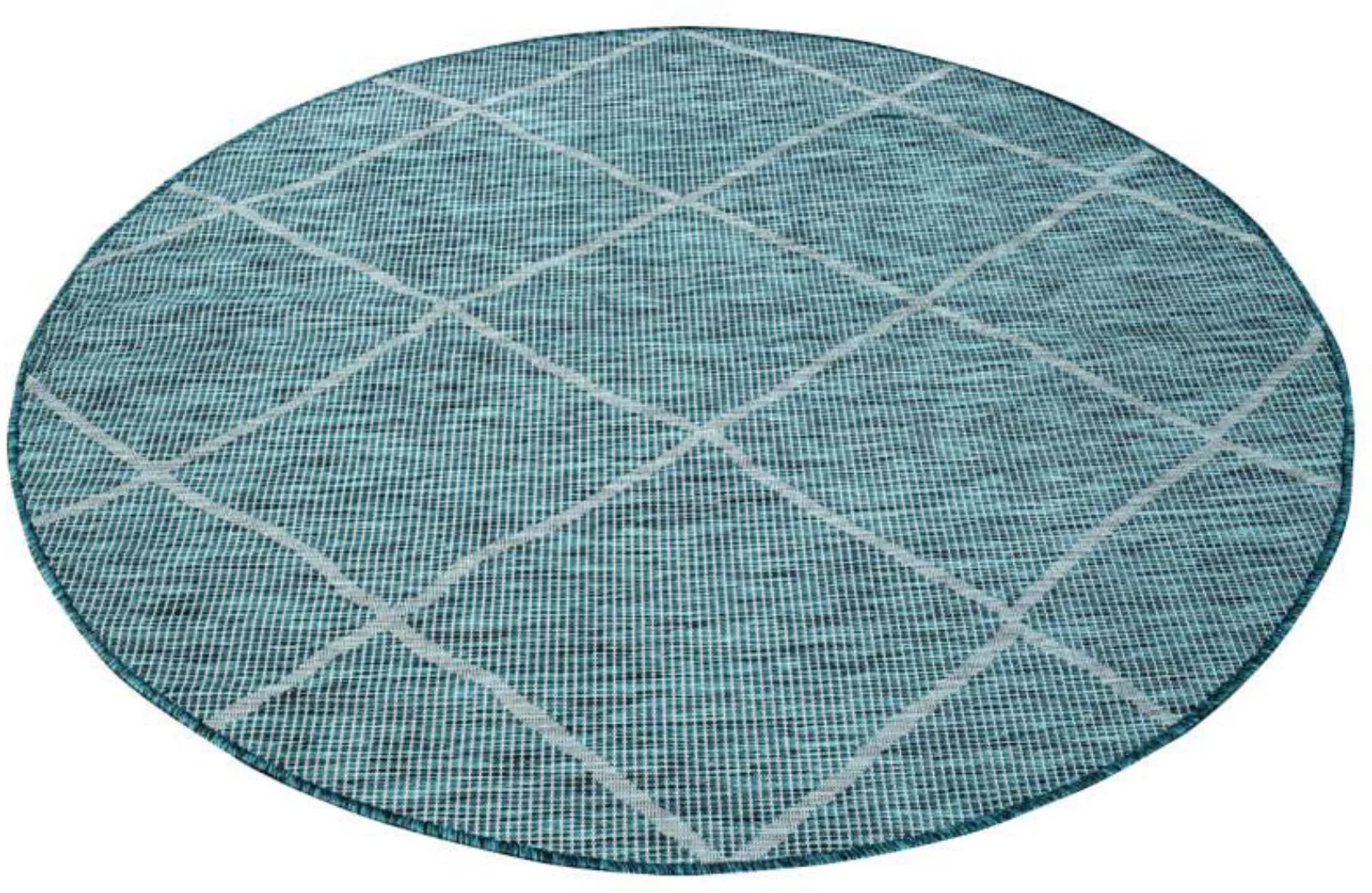 Carpet City Teppich »PALM3075«, rund, 5 mm Höhe, Wetterfest & UV-beständig, günstig online kaufen