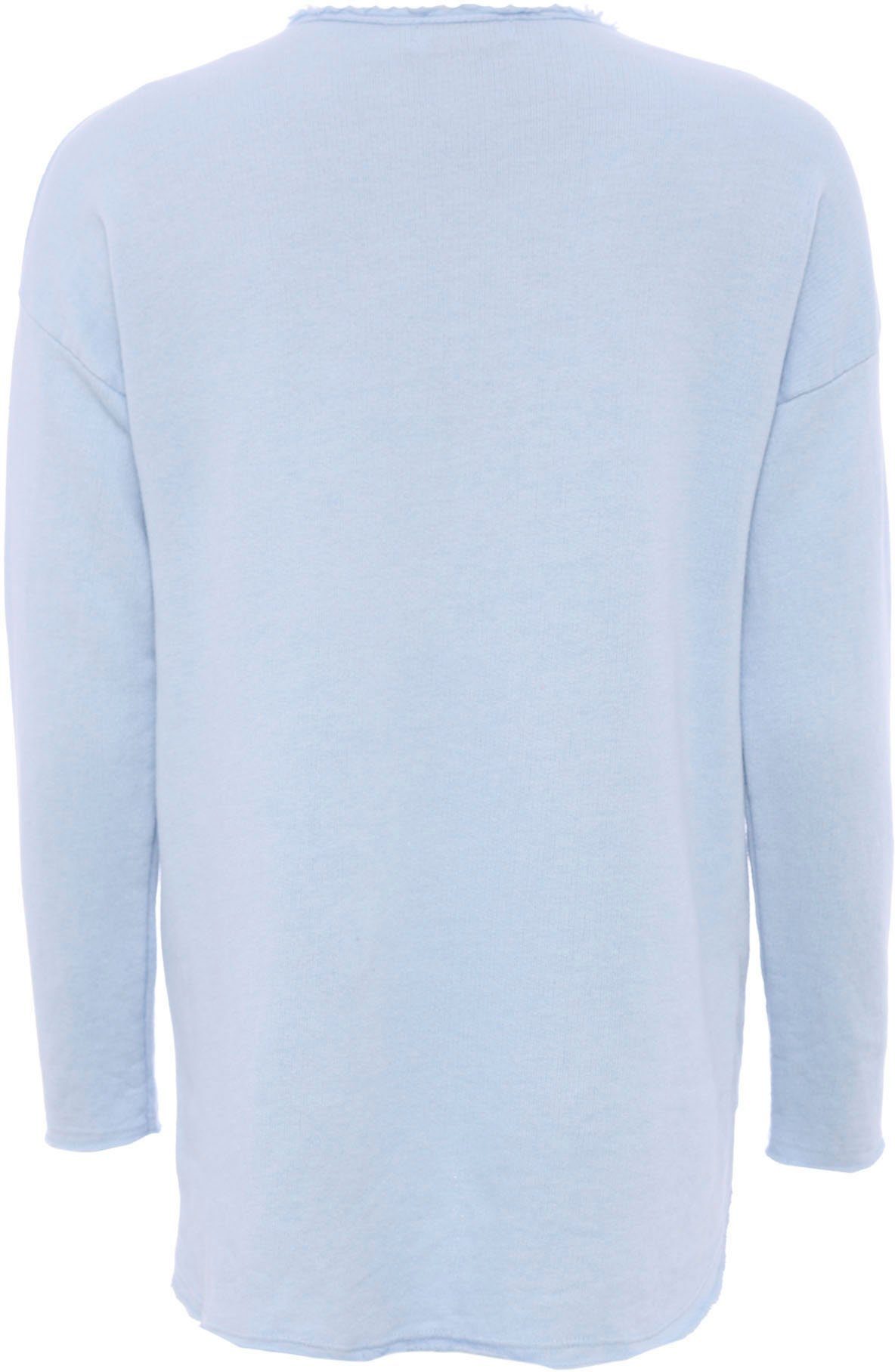 Zwillingsherz Sweatshirt "Positive Mind" ausgefranster V-Ausschnitt, günstig online kaufen