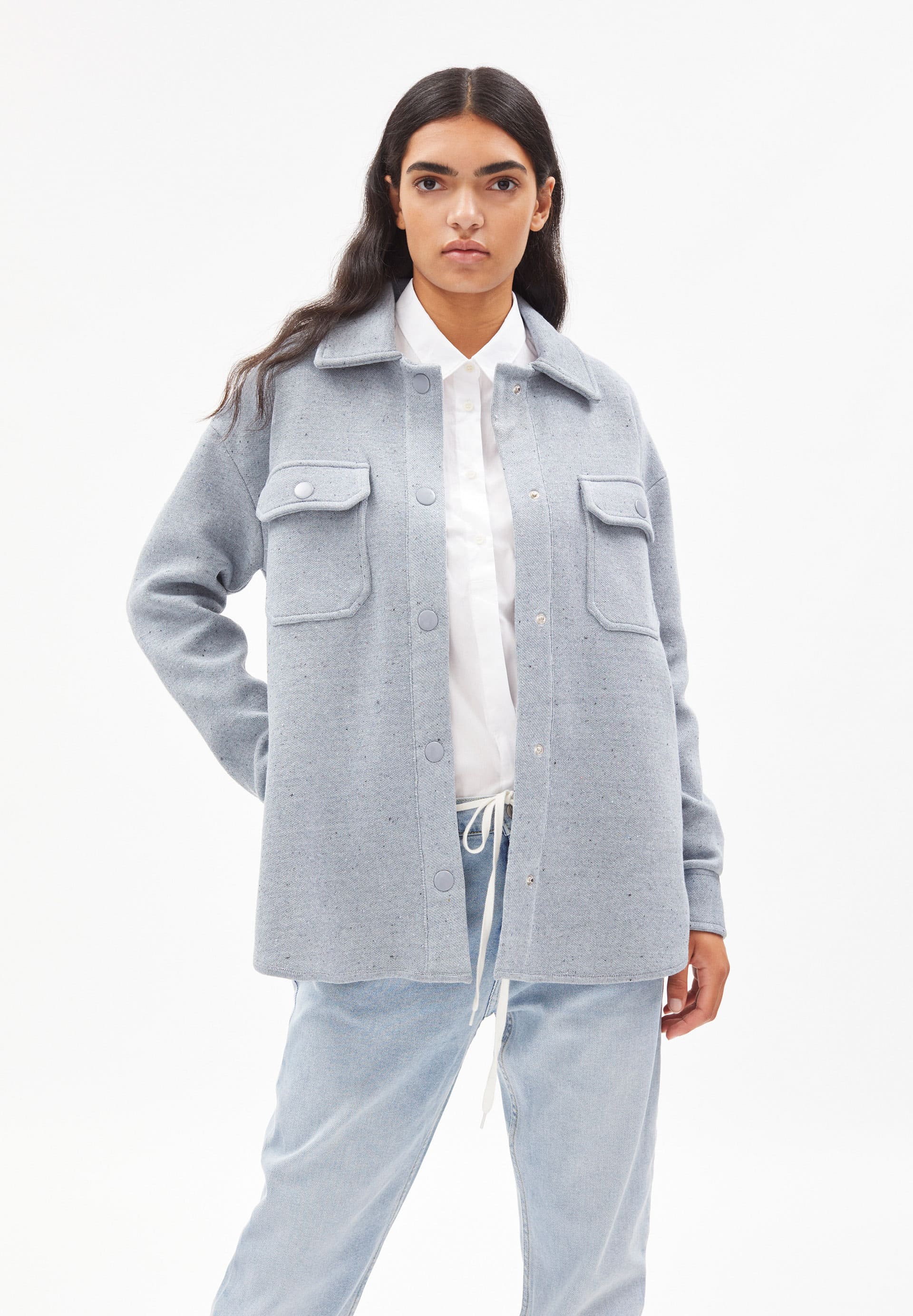 Strickjacke ALDARAA DENIM in faded blue-oatmilk von ARMEDANGELS günstig online kaufen