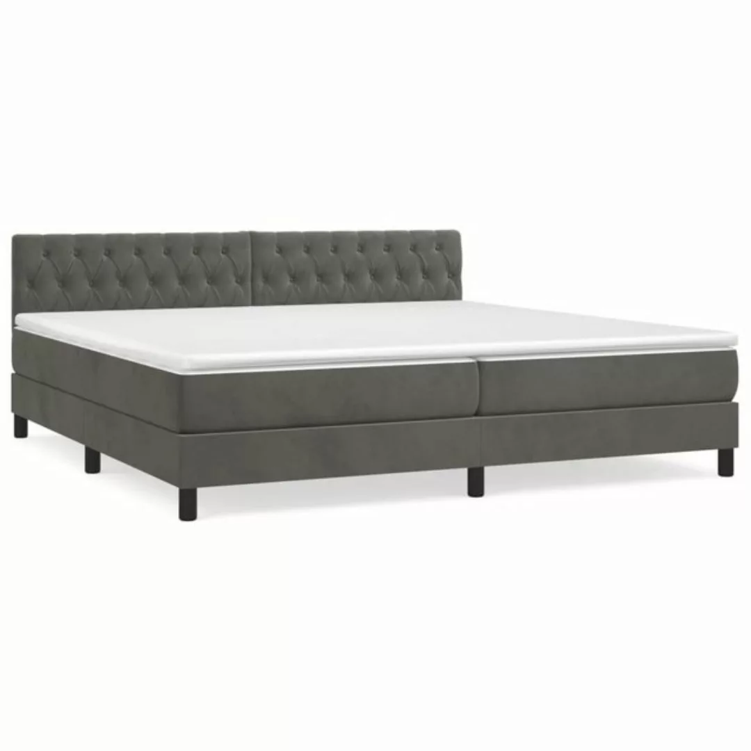 vidaXL Bettgestell Boxspringbett mit Matratze Dunkelgrau 200x200 cm Samt Be günstig online kaufen