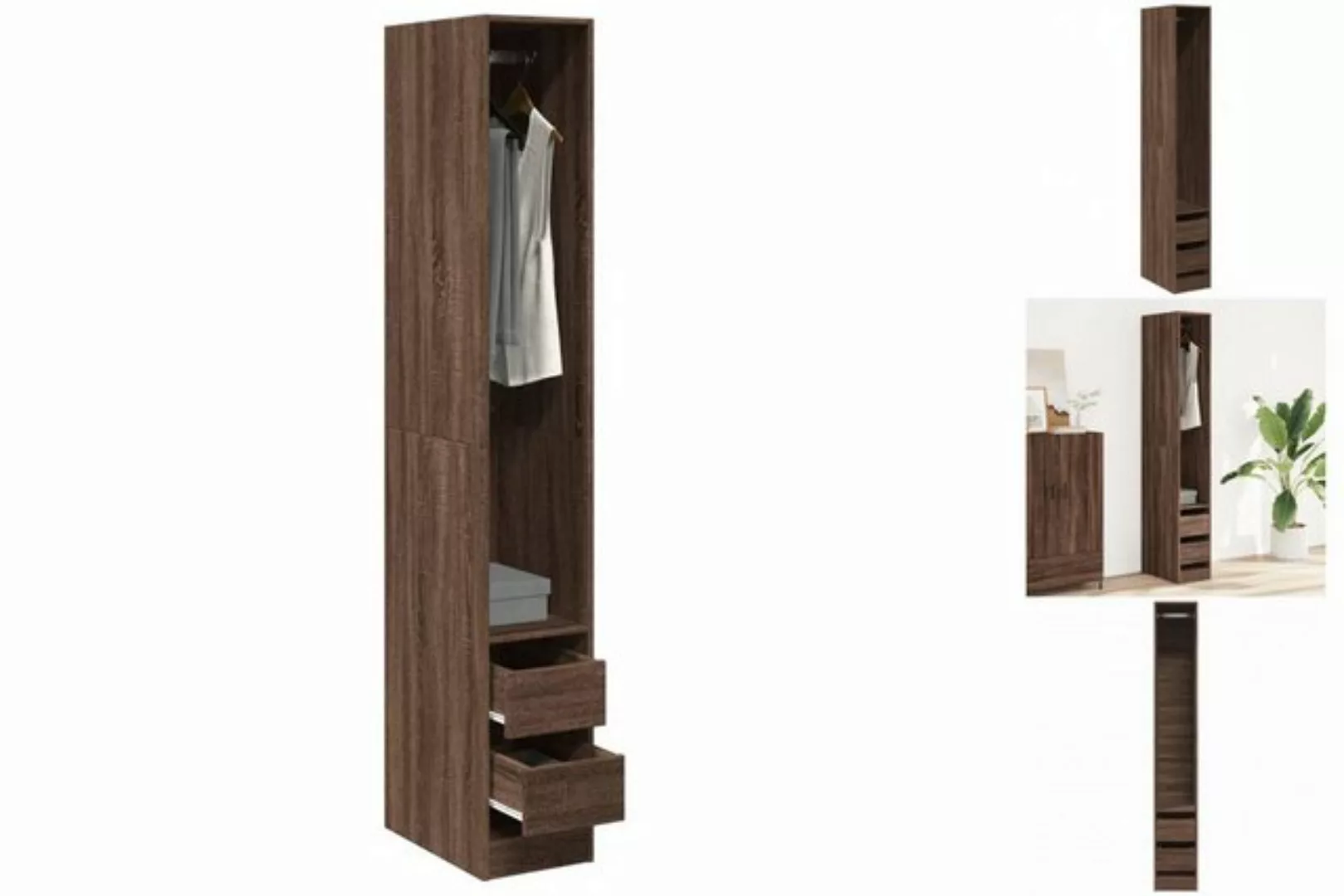 vidaXL Kleiderschrank Kleiderschrank Braun Eichen-Optik 30x50x200 cm Holzwe günstig online kaufen