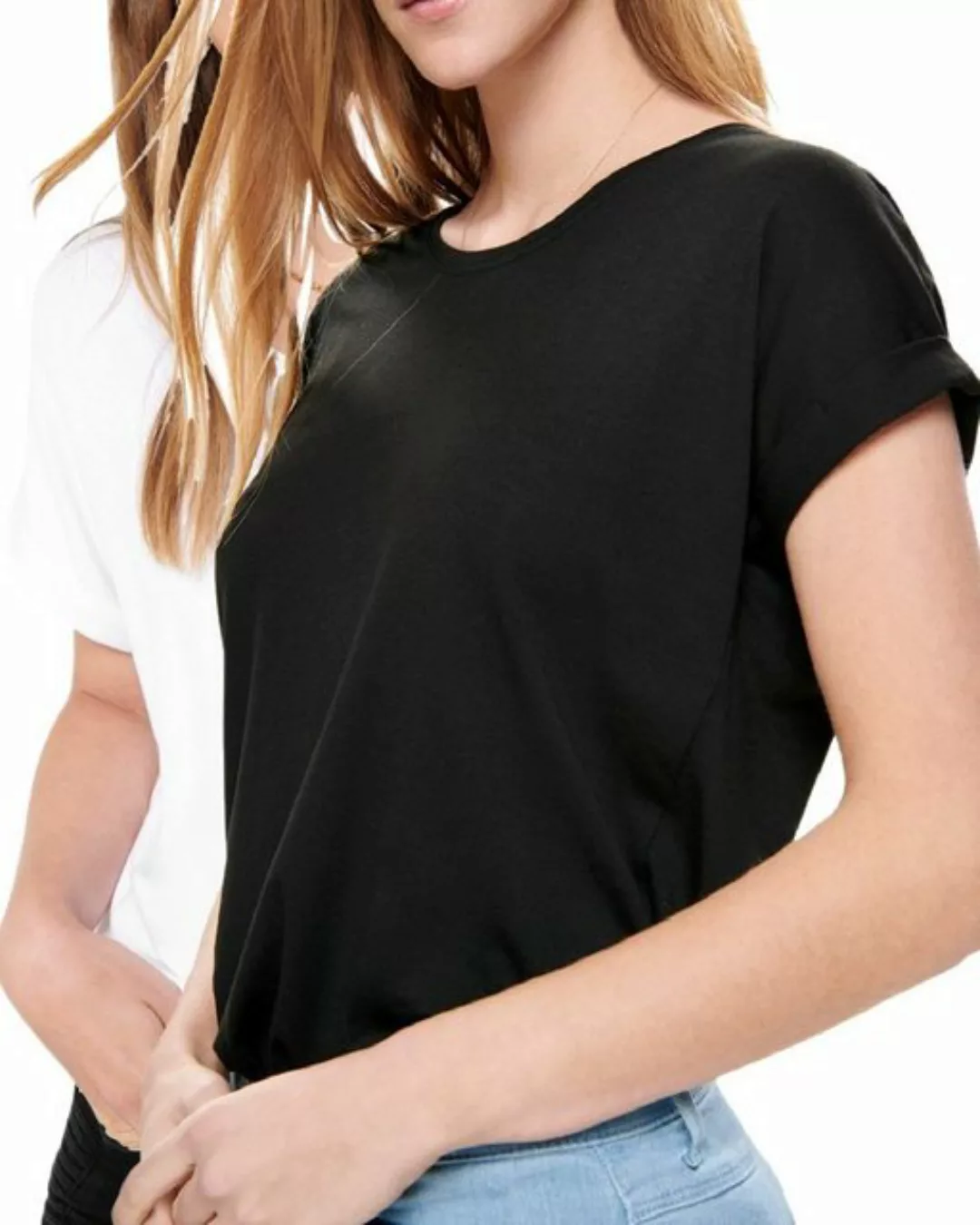 ONLY T-Shirt Stilvolles Basic Shirt mit Rundhalsausschnitt (2er-Pack) unifa günstig online kaufen