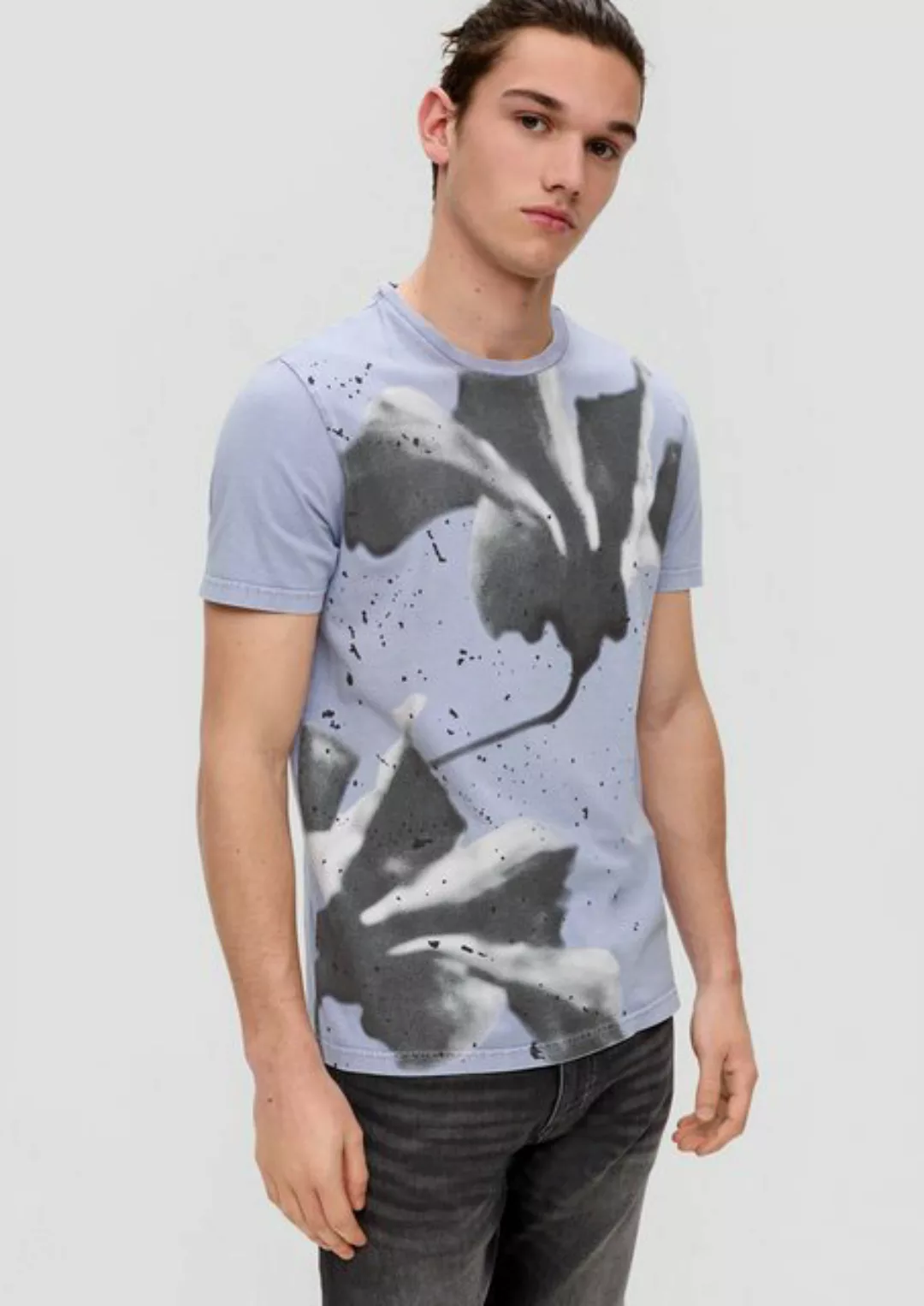 QS Kurzarmshirt T-Shirt mit Frontprint aus reiner Baumwolle günstig online kaufen