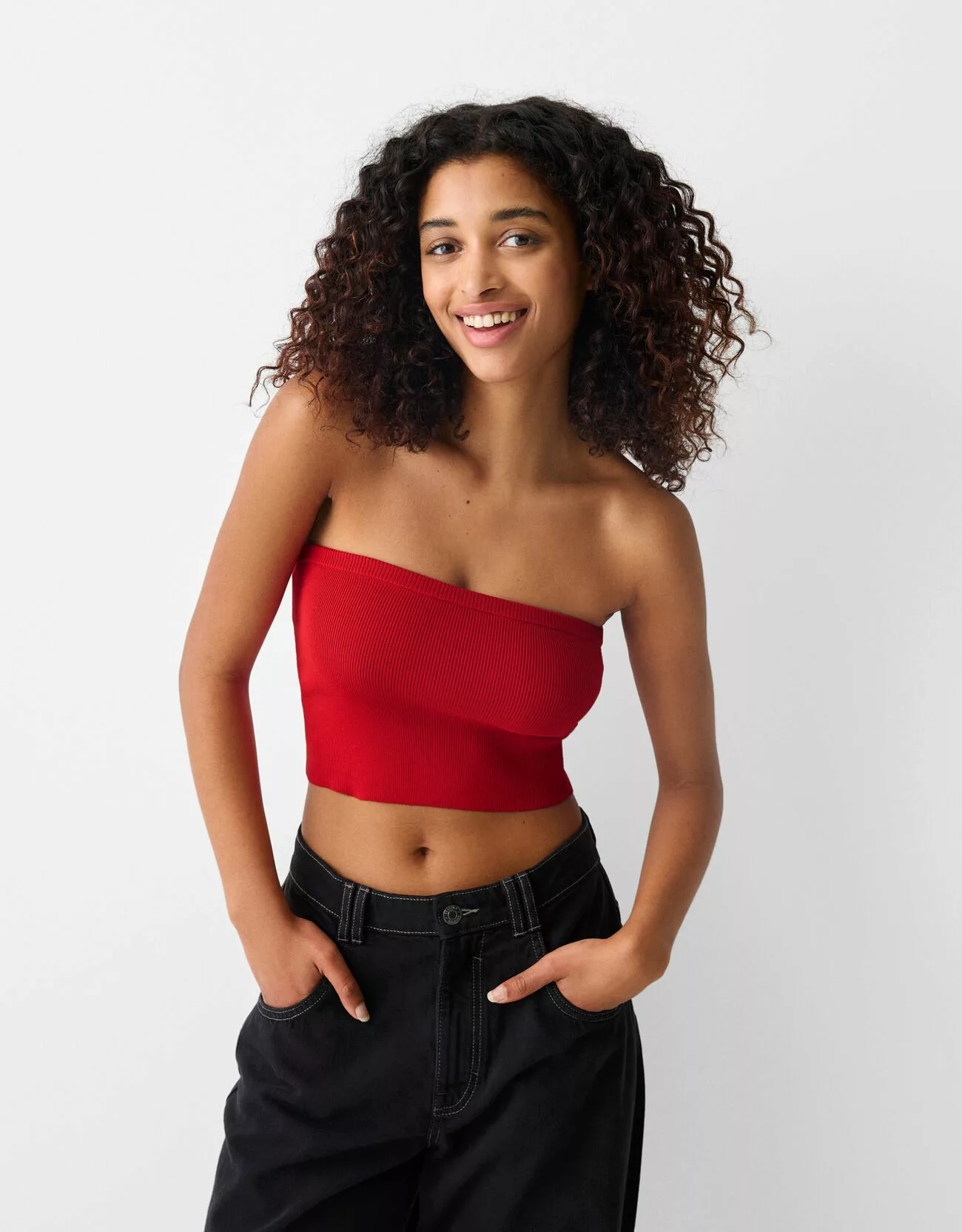 Bershka Bandeau-Top Damen Xs Rot günstig online kaufen