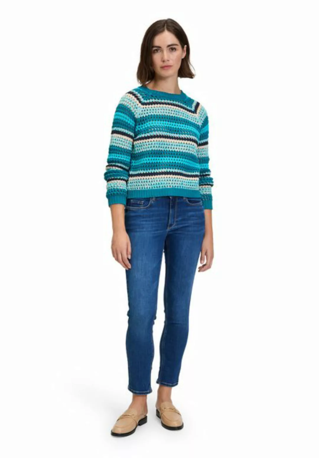 Betty&Co Sweatshirt Strickpullover Kurz 1/1 Arm, Petrol/Dark Blue günstig online kaufen