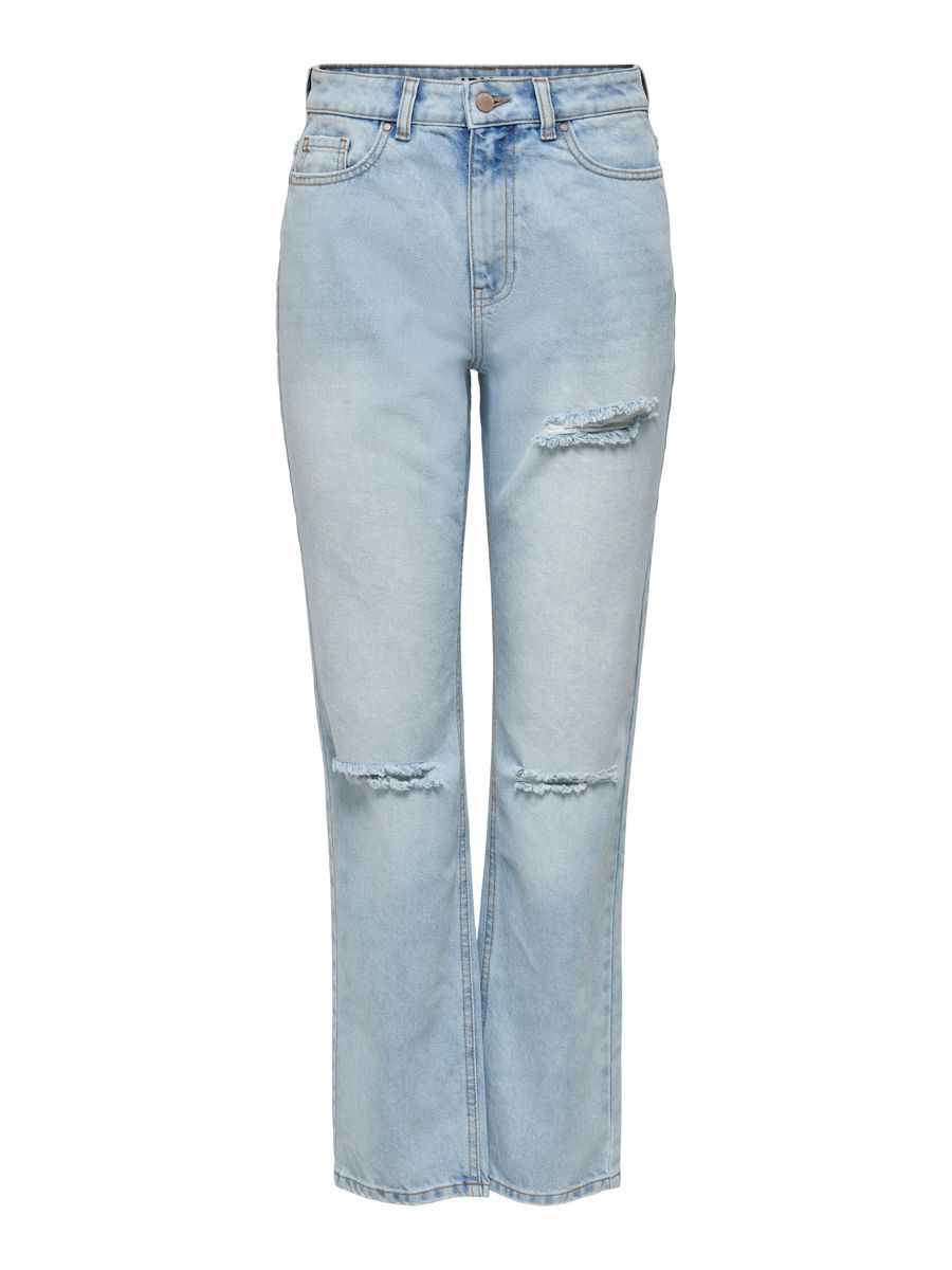 ONLY Jdylizzy Destroyed Straight Fit High Waist Jeans Damen Blau günstig online kaufen