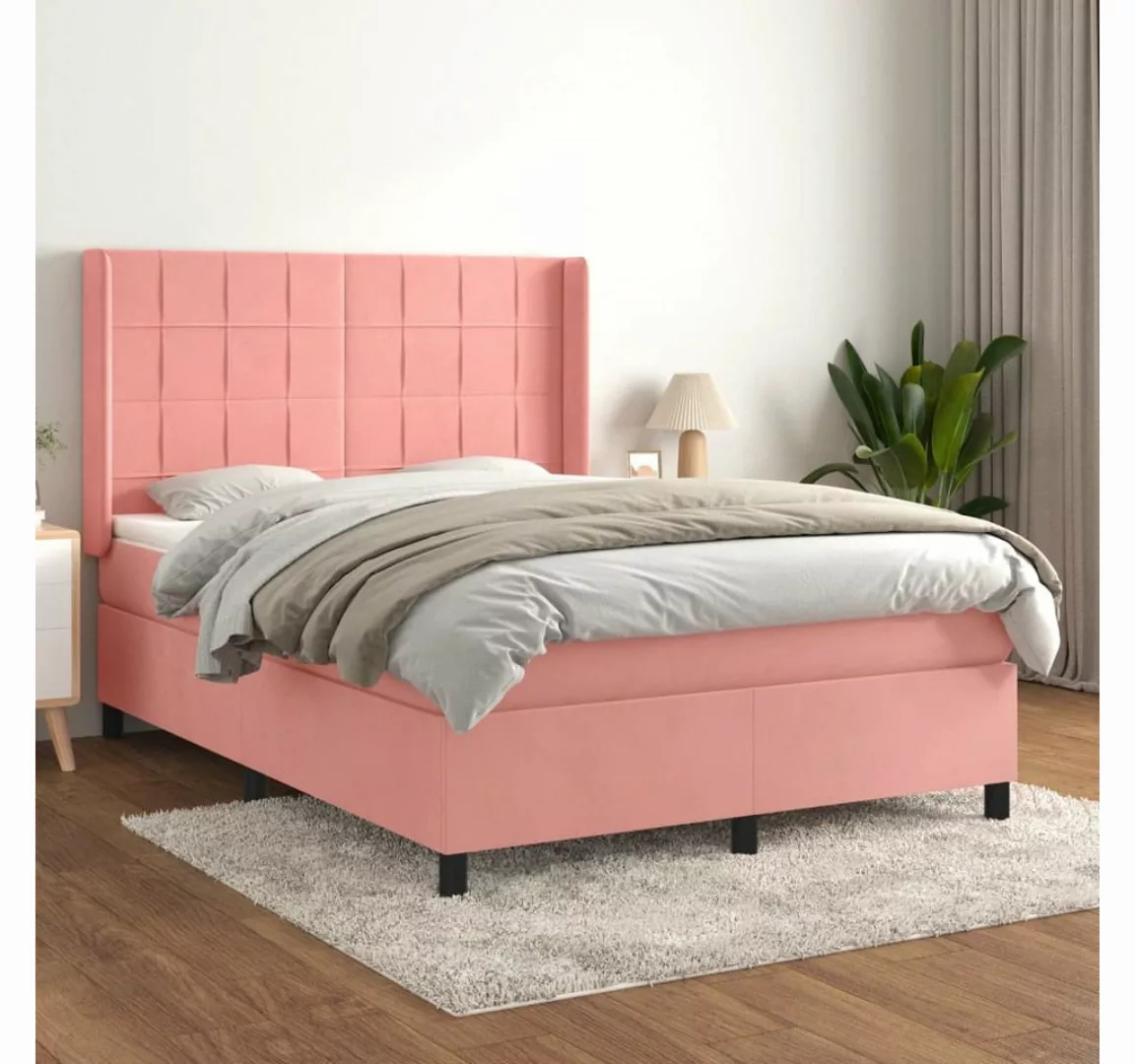 vidaXL Boxspringbett Bett Boxspringbett Samt komplett mit Matratze & Topper günstig online kaufen