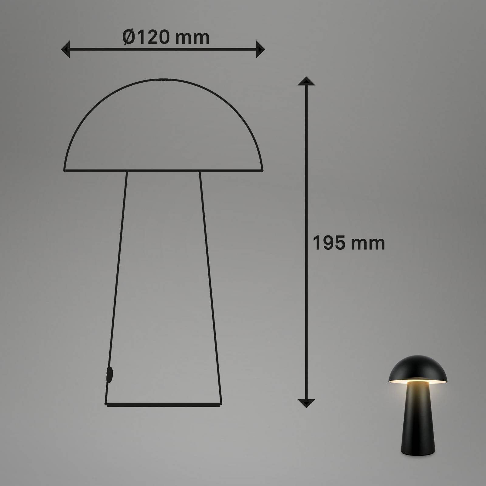 LED-Akku-Tischleuchte Fungo Mini, schwarz, Touch, Kunststoff günstig online kaufen