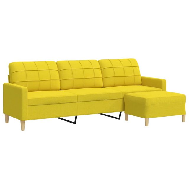 vidaXL Sofa, 3-Sitzer-Sofa mit Hocker Hellgelb 210 cm Stoff günstig online kaufen