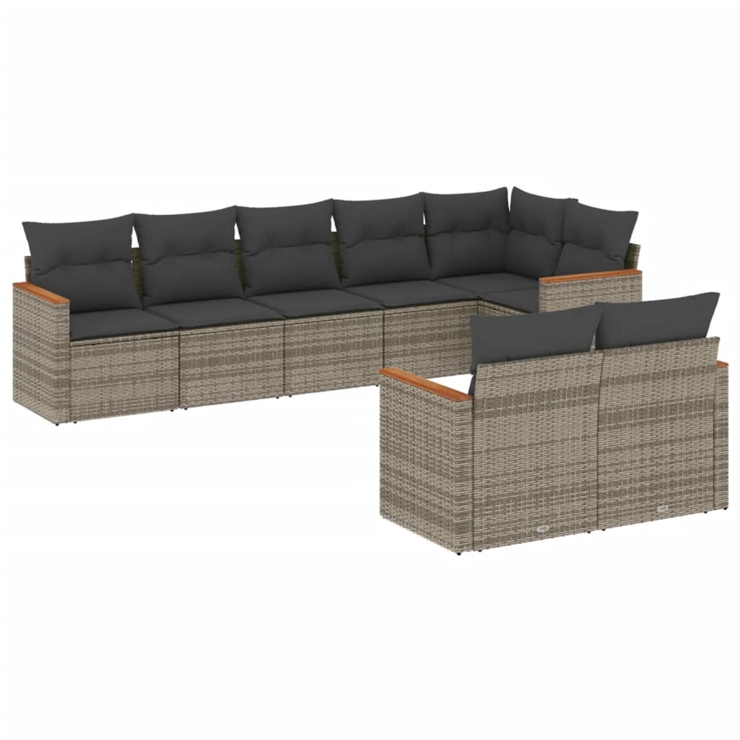 vidaXL 8-Tlg Garten-Sofagarnitur mit Kissen Grau Poly Rattan 3226151 günstig online kaufen