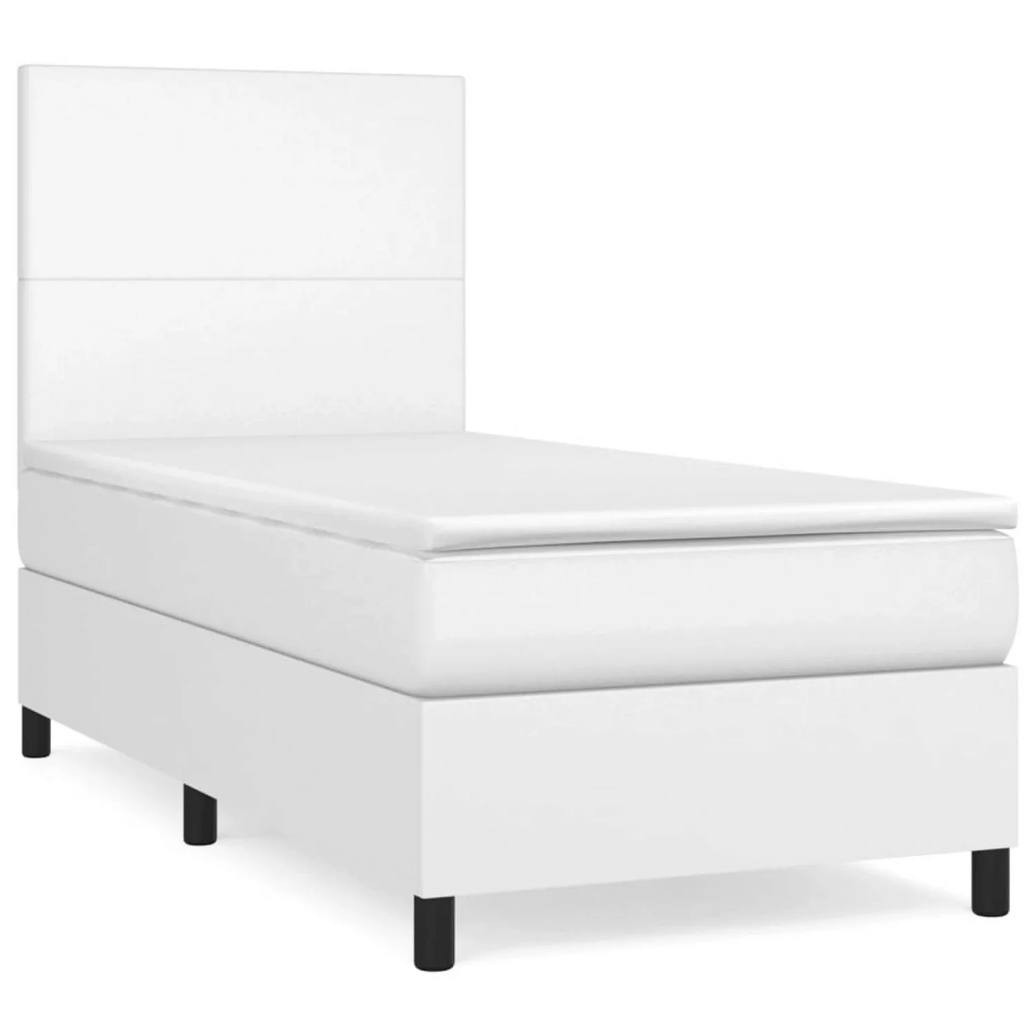 vidaXL Boxspringbett, Boxspringbett mit Matratze Weiß 100x200 cm Kunstleder günstig online kaufen