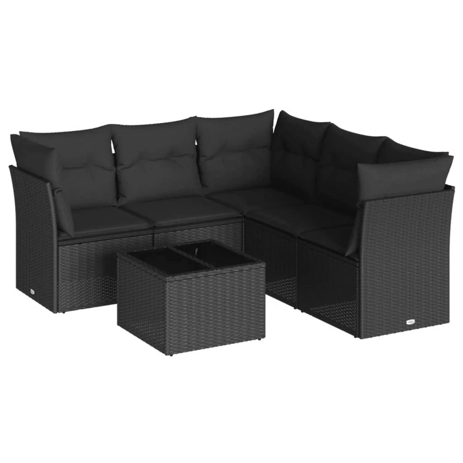 vidaXL 6-tlg Garten-Sofagarnitur mit Kissen Schwarz Poly Rattan Modell 50 günstig online kaufen