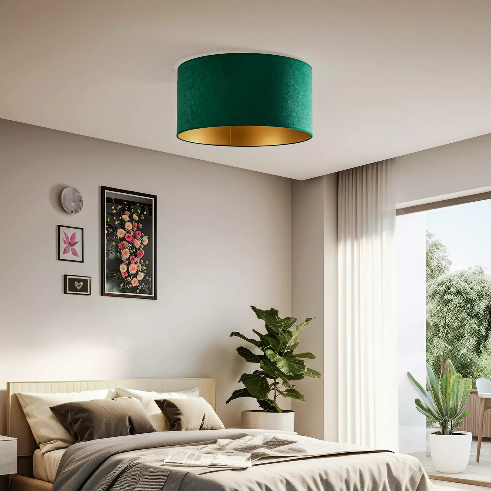 Deckenlampe Golden Roller Ø 60cm dunkelgrün/gold günstig online kaufen