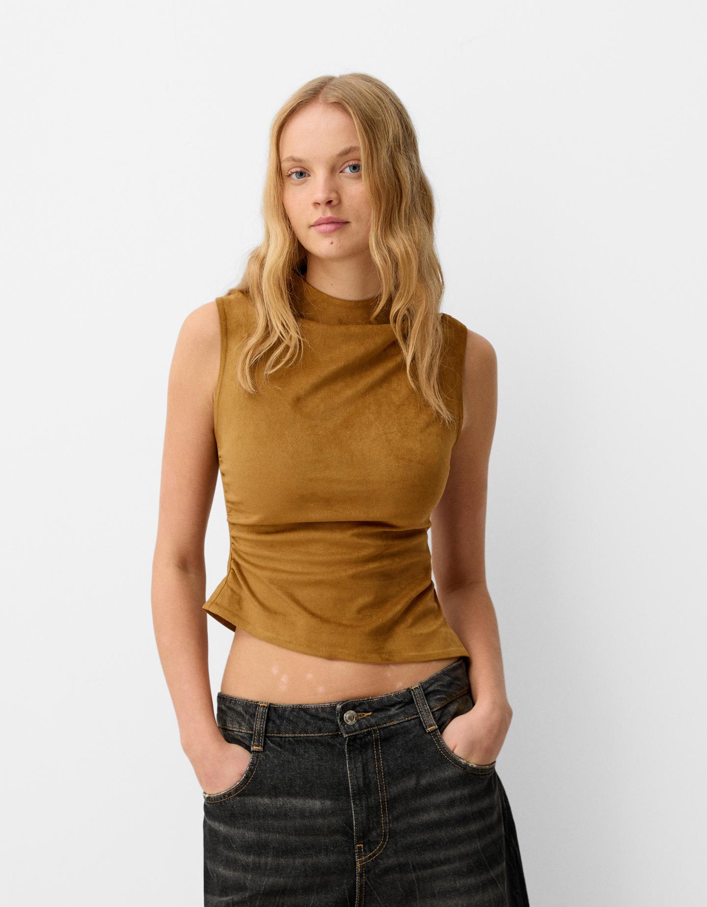 Bershka Asymmetrisches Top Damen M Braun günstig online kaufen