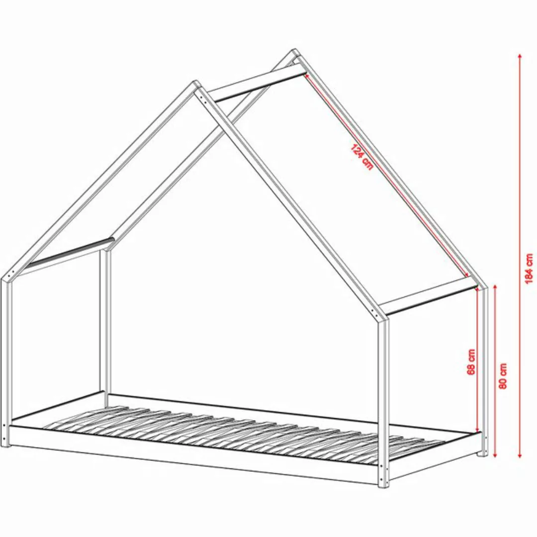 Lomadox Kinderbett KANGRU-162, Kiefer weiß, Kinderzimmer Bett 90x200 cm Lie günstig online kaufen