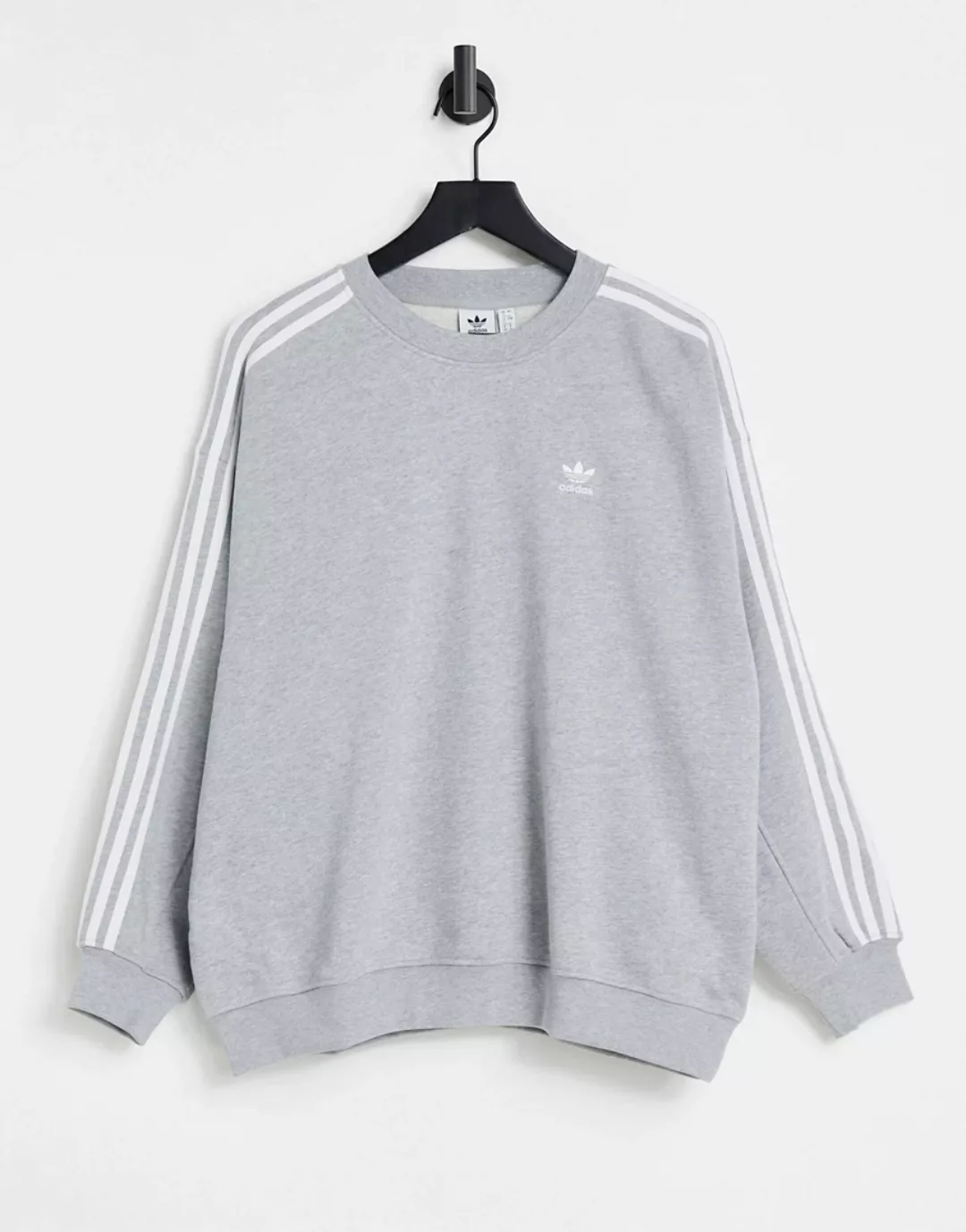 adidas Originals – adicolor – Oversize-Sweatshirt in Grau mit den drei Stre günstig online kaufen