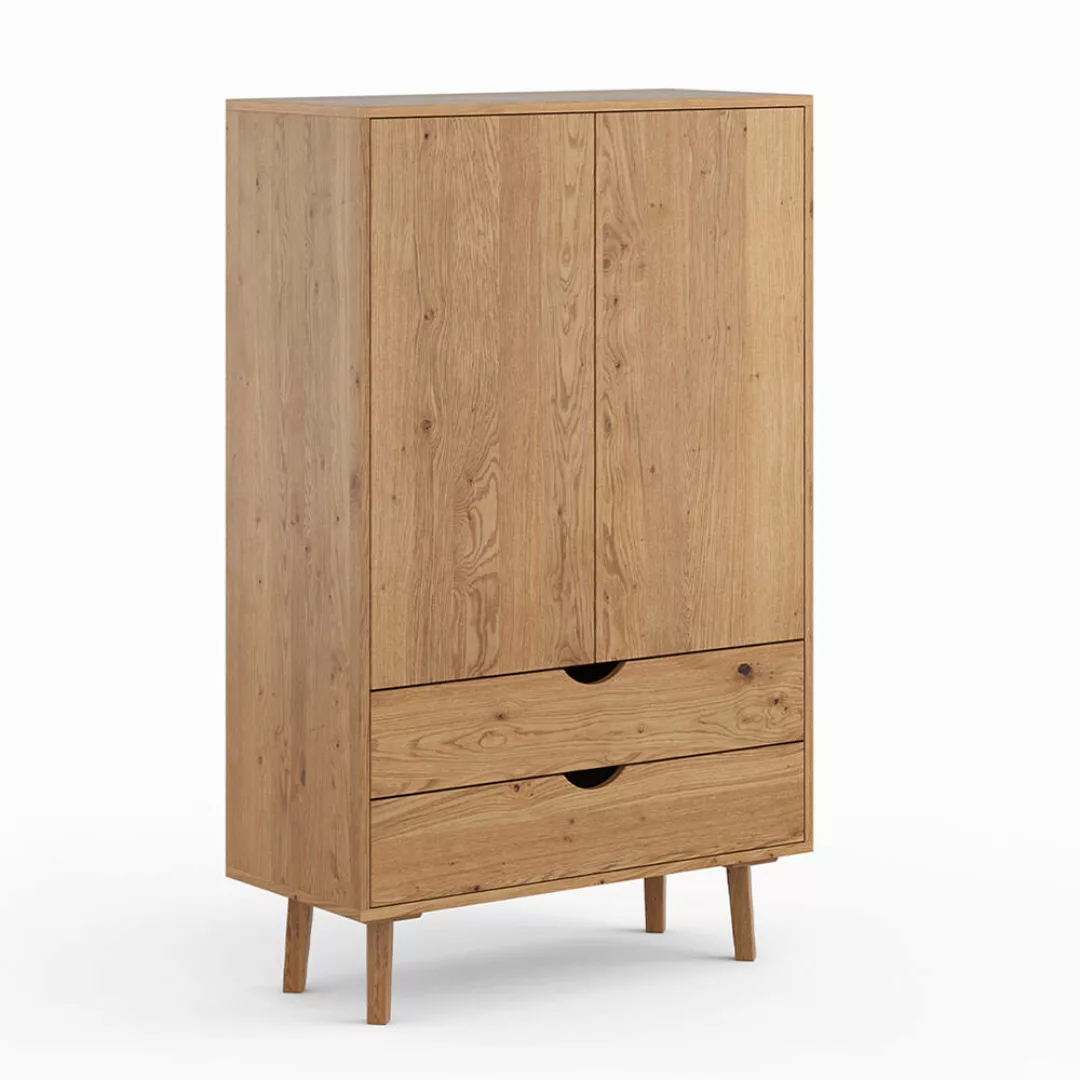 Highboard mit 2 Schubladen Eiche massiv SIENA-163 günstig online kaufen