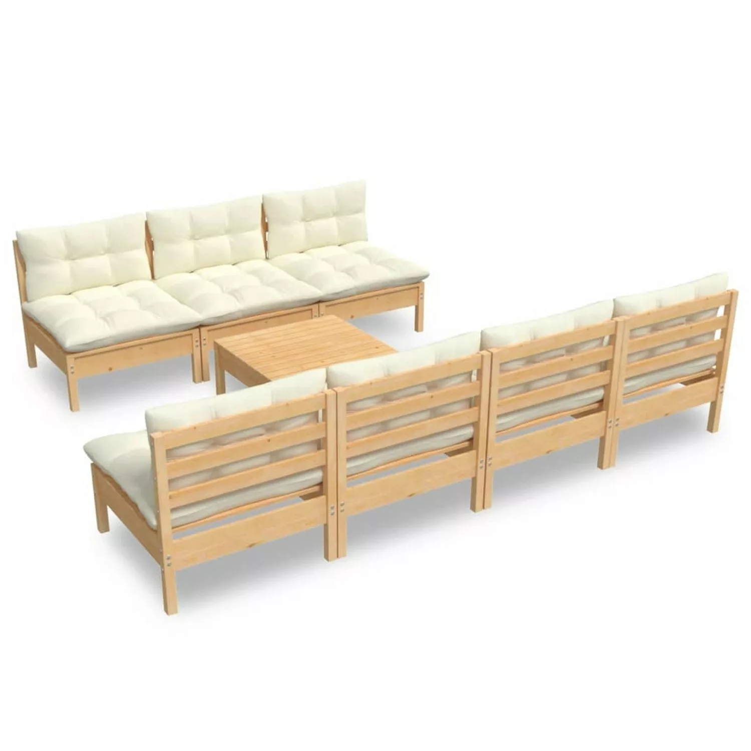 vidaXL 8-tlg Garten-Lounge-Set mit Creme Kissen Kiefernholz Modell 5 günstig online kaufen