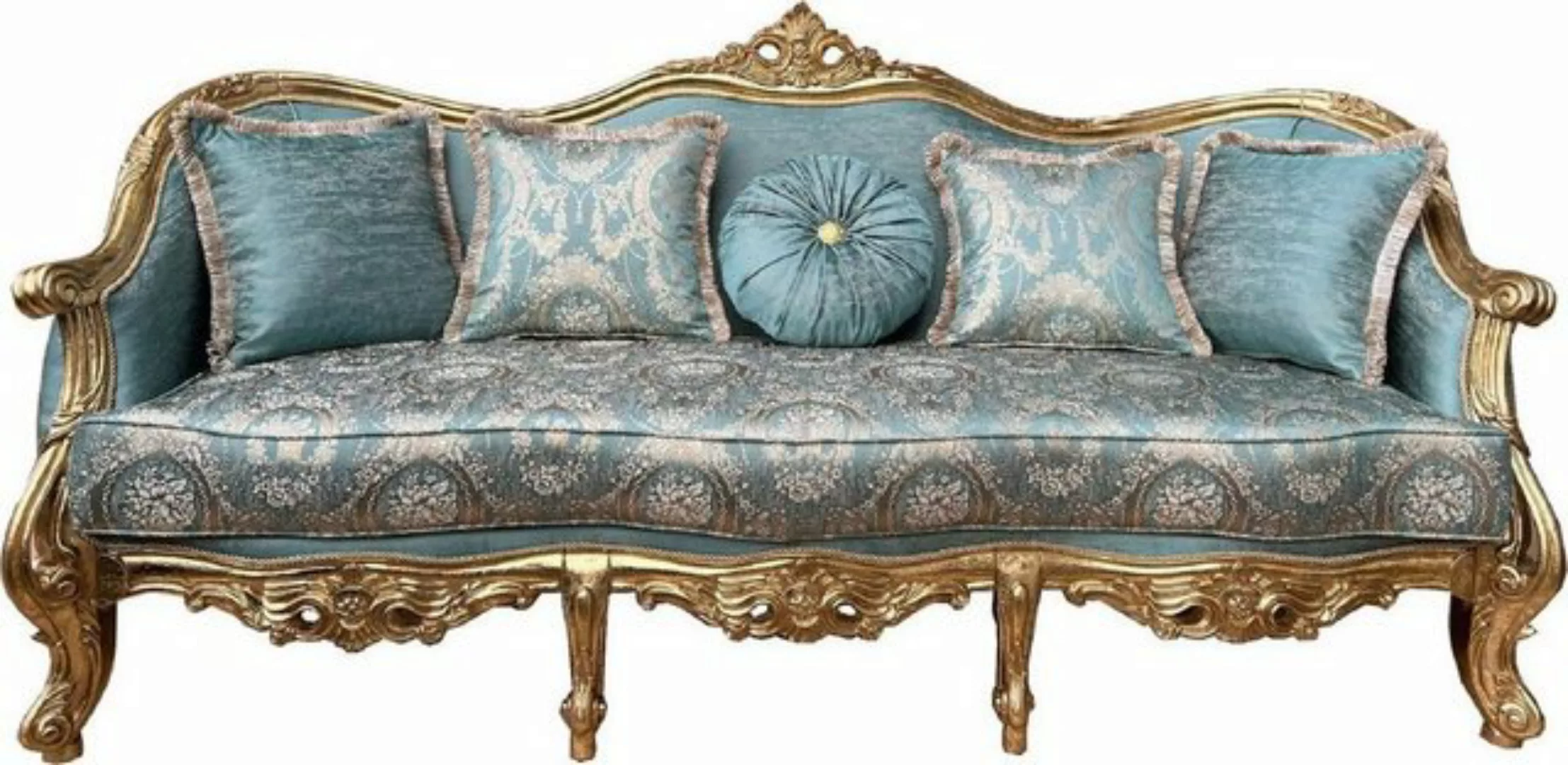 Casa Padrino Sofa Casa Padrino Luxus Barock Sofa Türkis Muster / Gold - Pru günstig online kaufen