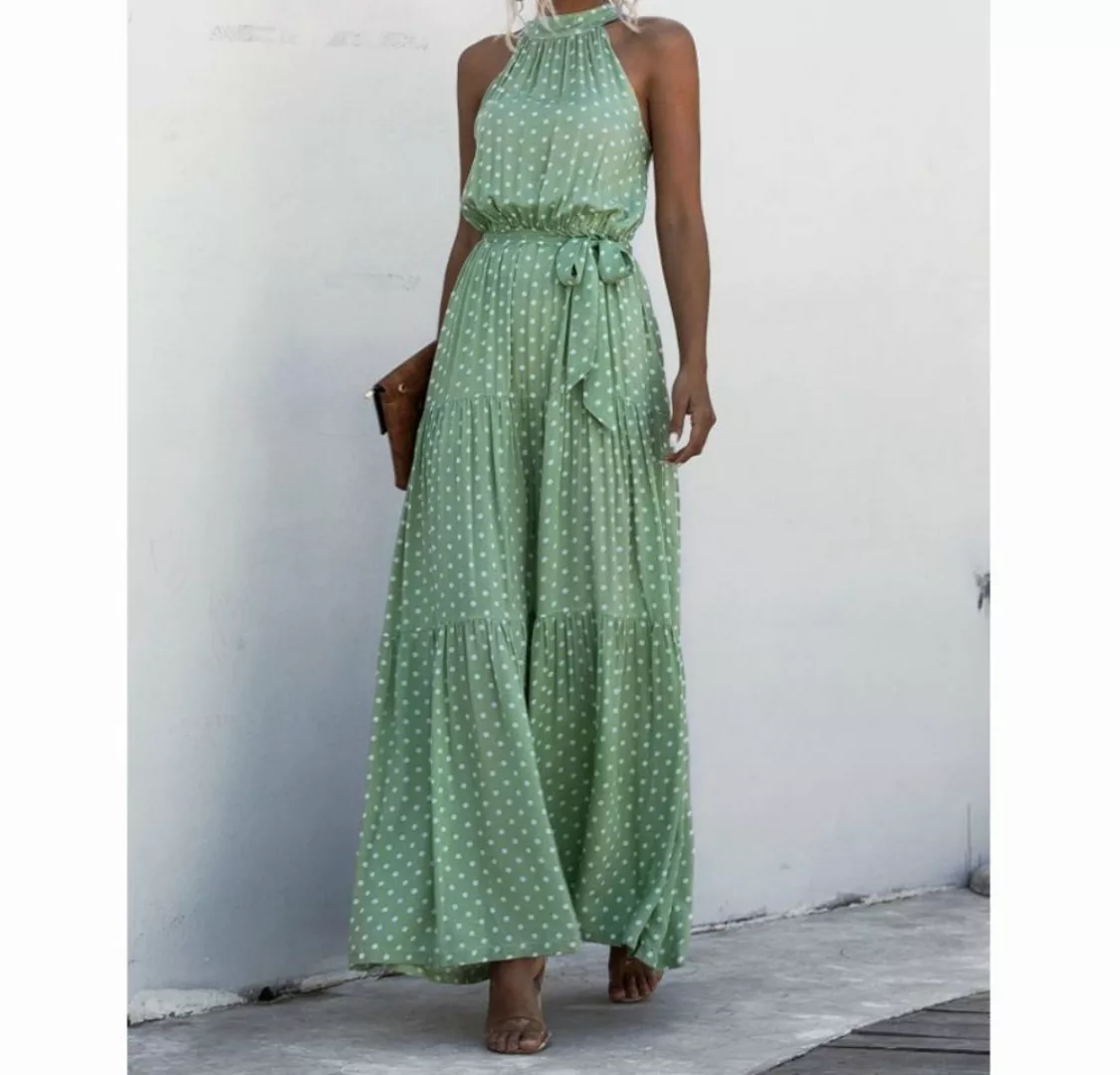 jalleria Druckkleid Bedrucktes Neckholder-Strandkleid mit Bindegürtel günstig online kaufen