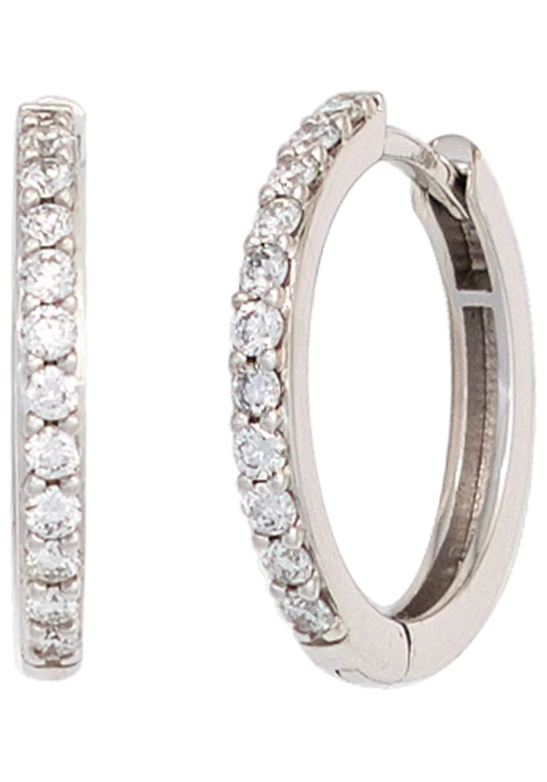 JOBO Paar Creolen, 585 Weißgold mit 22 Diamanten günstig online kaufen
