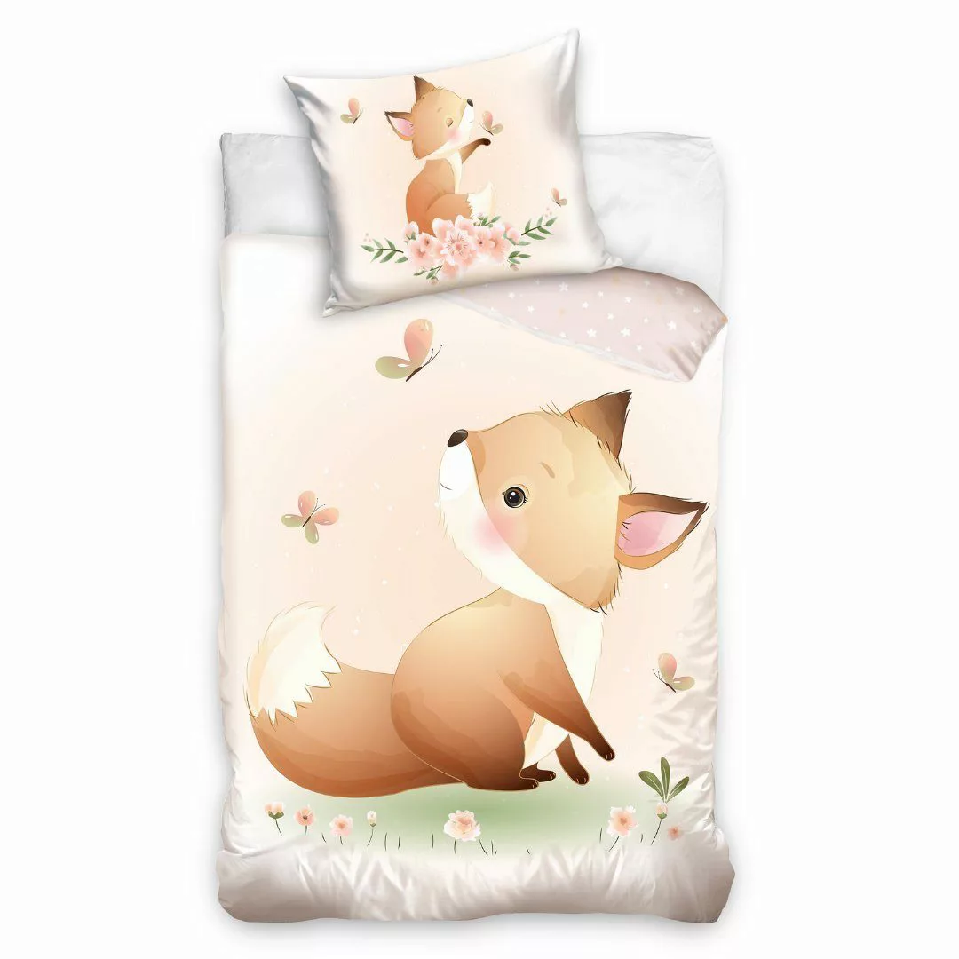 MTOnlinehandel Kinderbettwäsche Fuchs, Blumen & Sterne günstig online kaufen