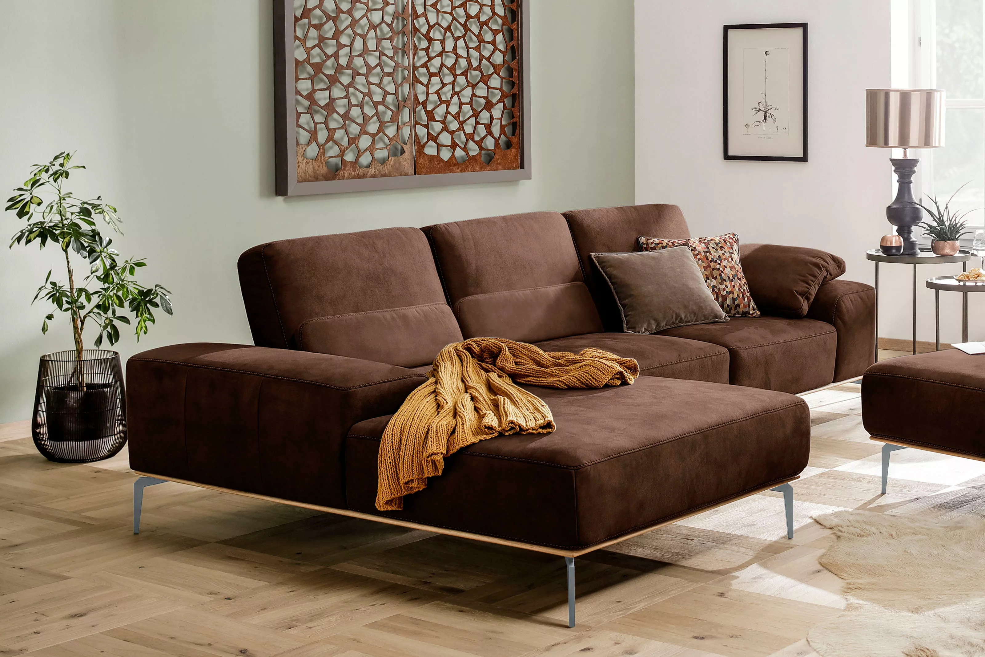 W.SCHILLIG Ecksofa run, mit elegantem Holzsockel, Füße in Silber matt, Brei günstig online kaufen