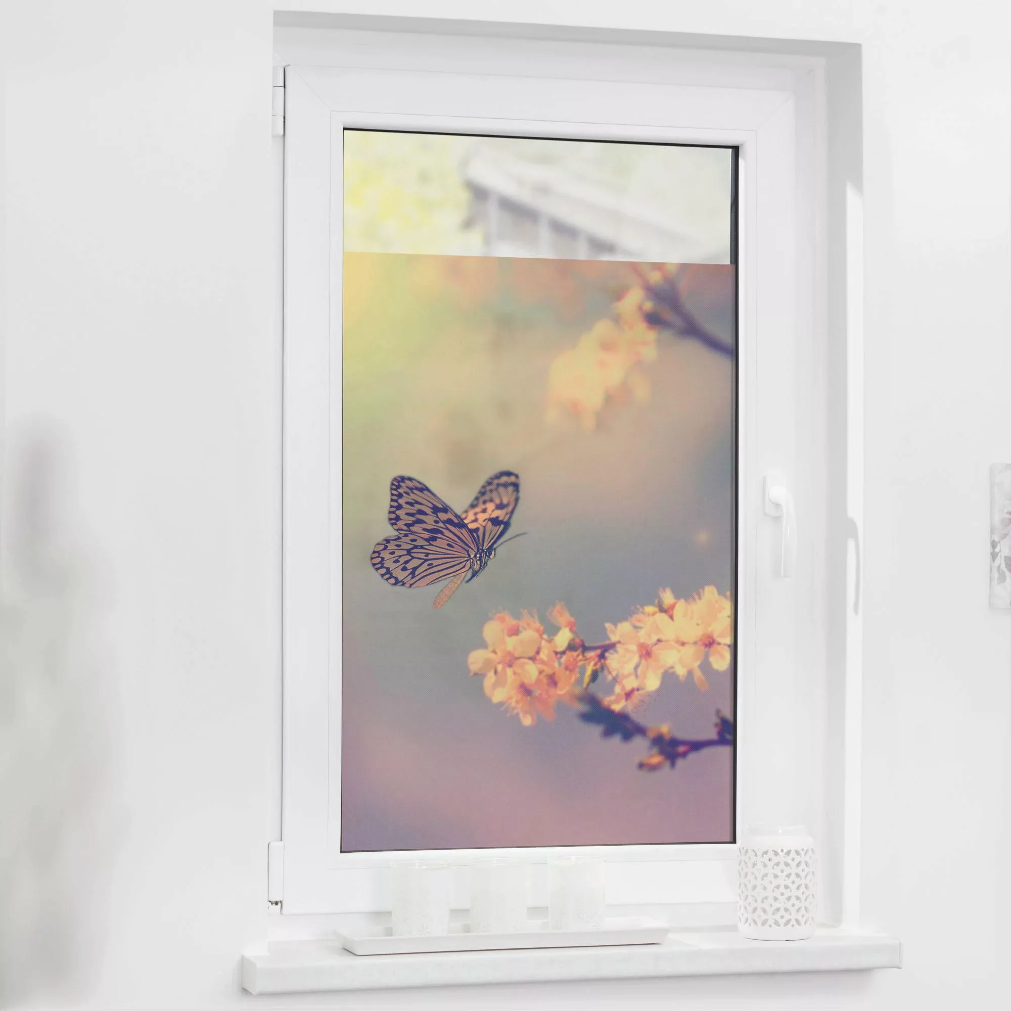 LICHTBLICK ORIGINAL Fensterfolie »Schmetterling Blüte«, 1 St., blickdicht, günstig online kaufen