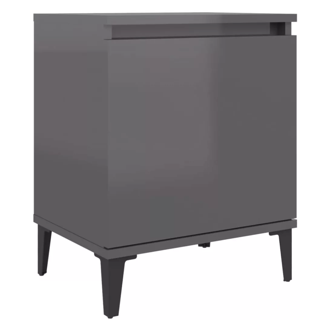 Nachttisch Mit Metallbeinen Hochglanz-grau 40x30x50 Cm günstig online kaufen