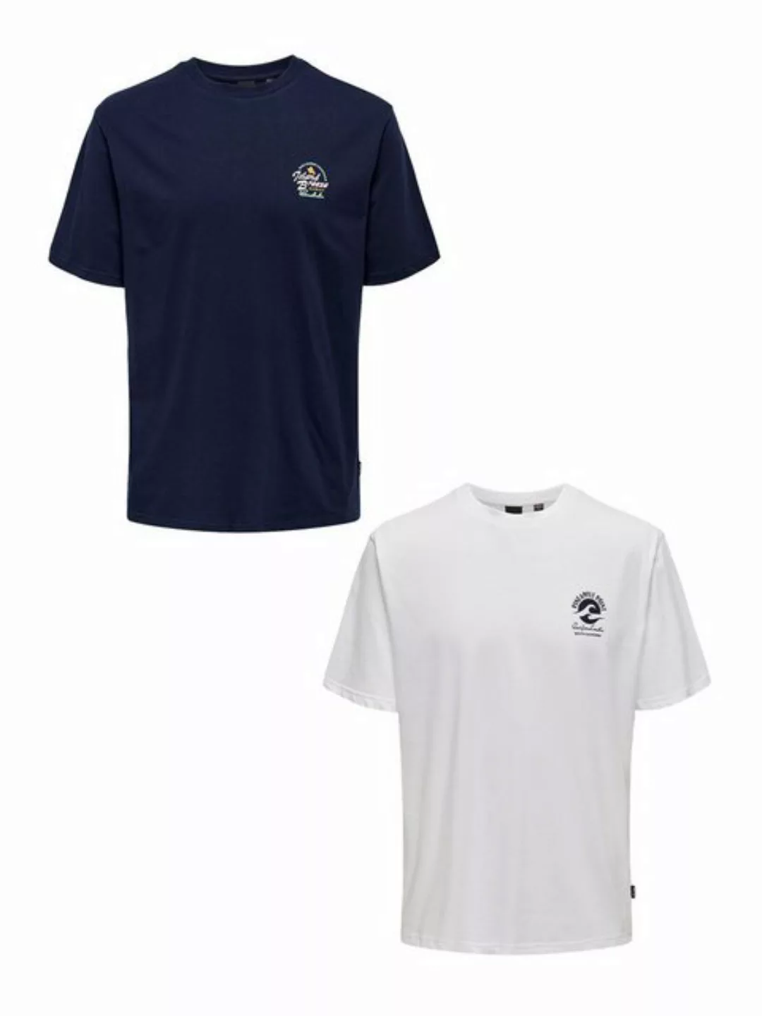 ONLY & SONS T-Shirt T-Shirt 2er-Set Kurzarm Rundhals Basic Baumwolle Shirt günstig online kaufen